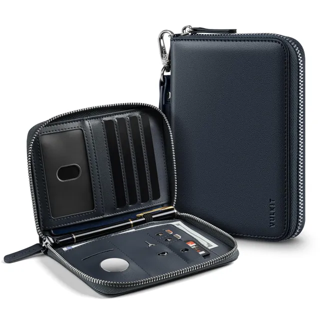 vulkit-passport-kartenetui-marineblau-leder-mit-airtag-fach image 1
