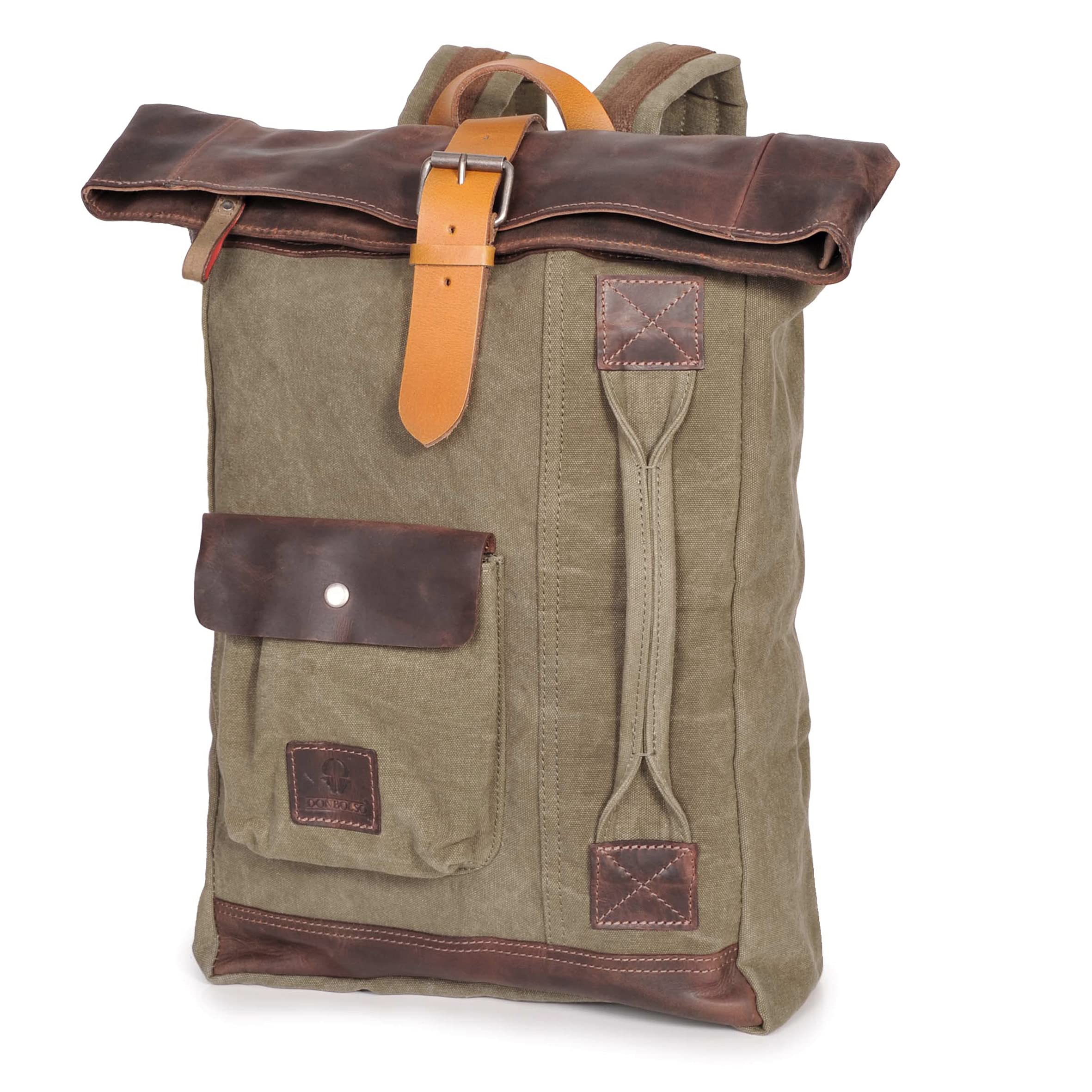 donbolso-houston-rucksack-khaki-17-liter-canvas-leder image 1