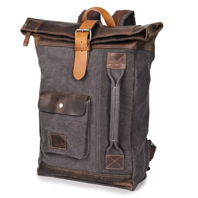 donbolso-houston-rucksack-grau-17-liter-canvas-leder image 1