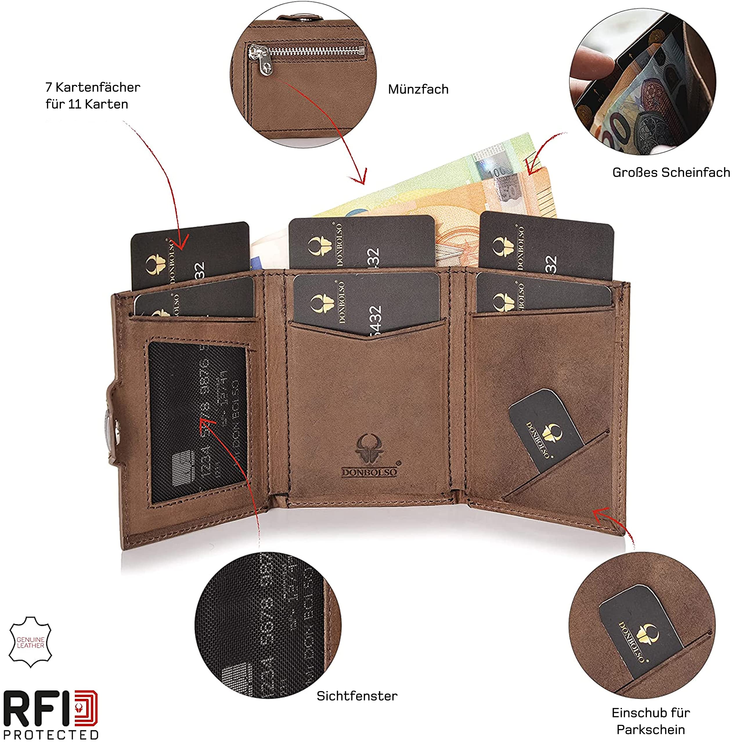 donbolso-vintage-geldb-rse-braun-leder-rfid-m-nzfach image 5