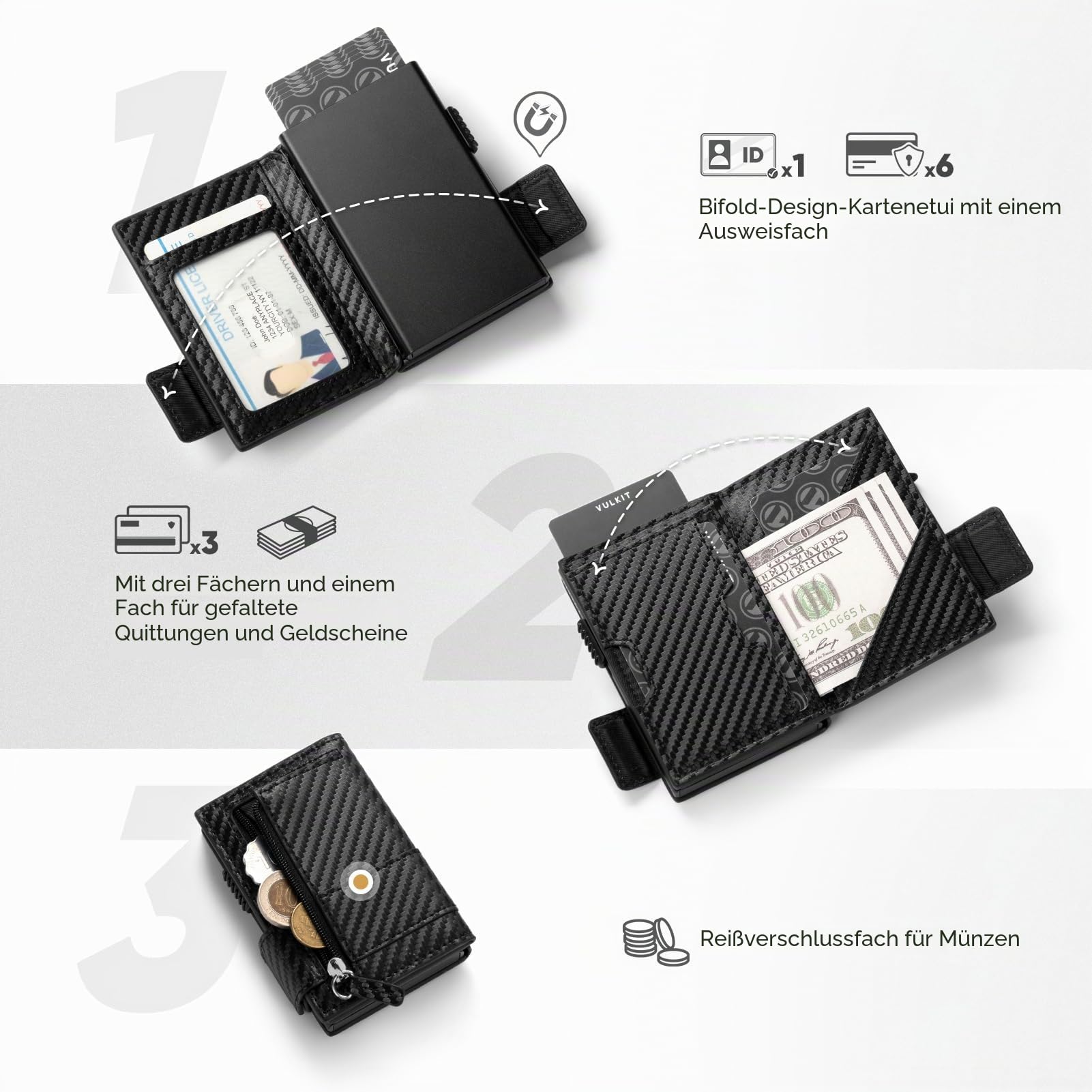vulkit-pop-up-kartenhalter-leder-kohlefaser-schwarz-rfid image 2