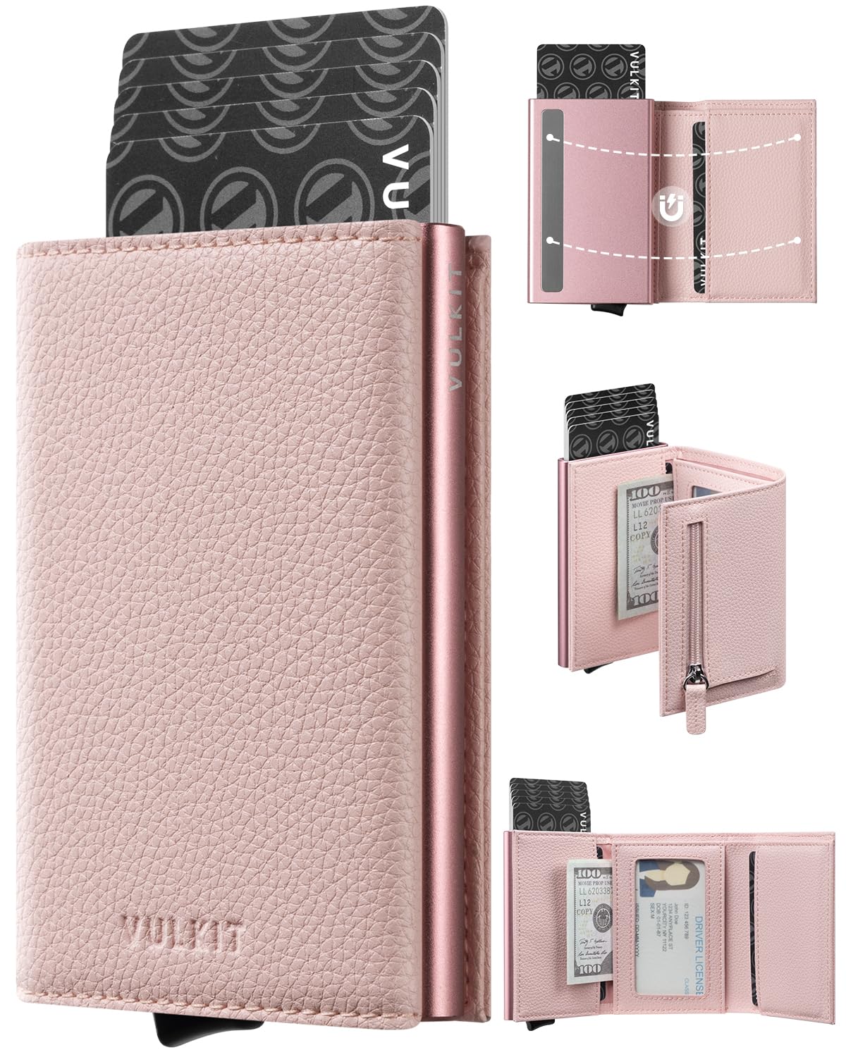 vulkit-leather-pop-up-geldb-rse-damen-litschi-rosa-rfid-m-nzfach image 1