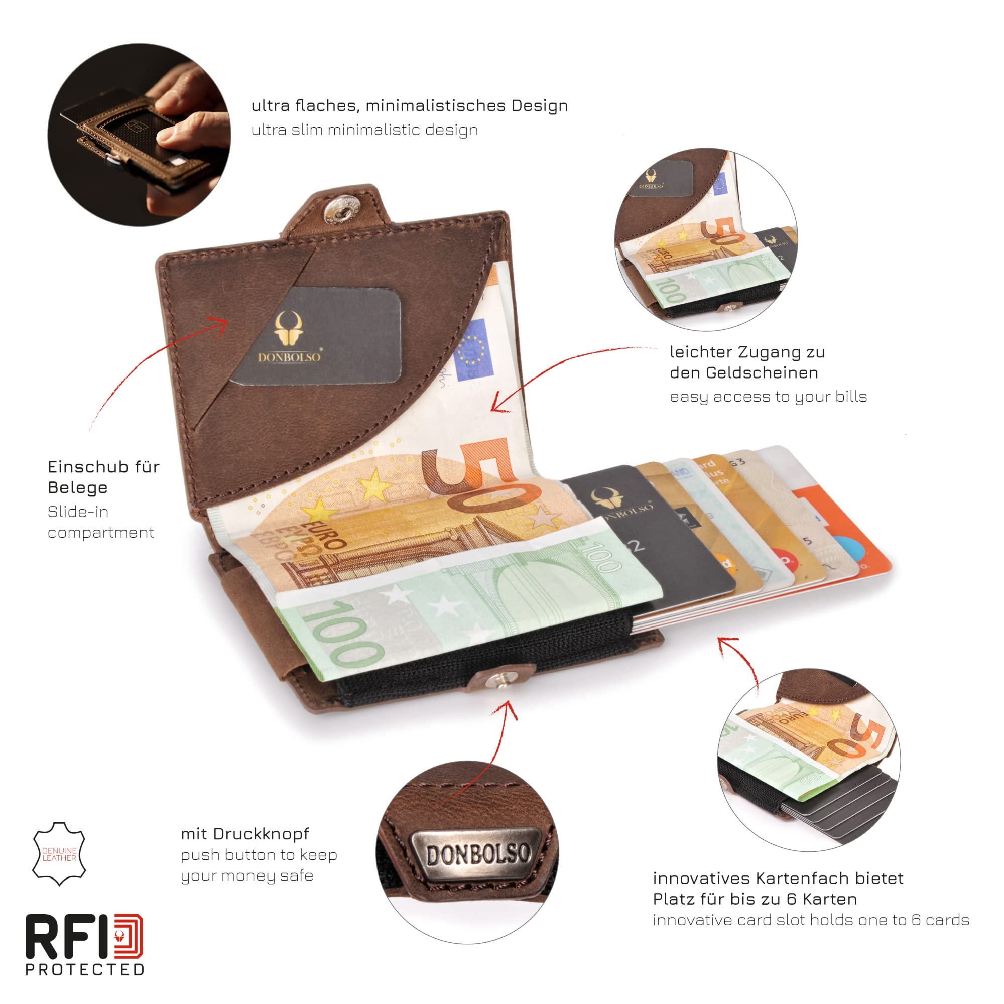 donbolso-piko-mini-wallet-echt-leder-braun-vintage-6-karten-rfid image 3