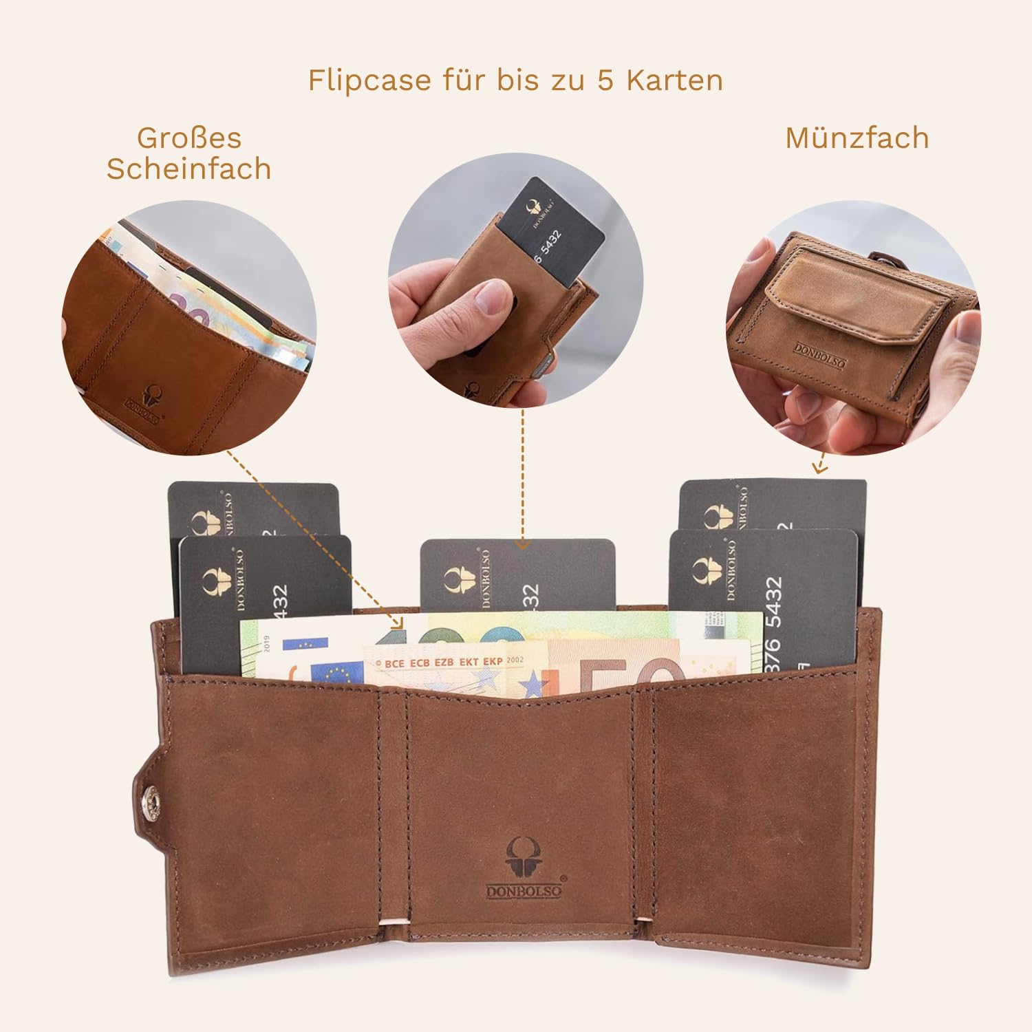 donbolso-slim-wallet-xs-geldb-rse-braun-rfid-mit-m-nzfach image 5