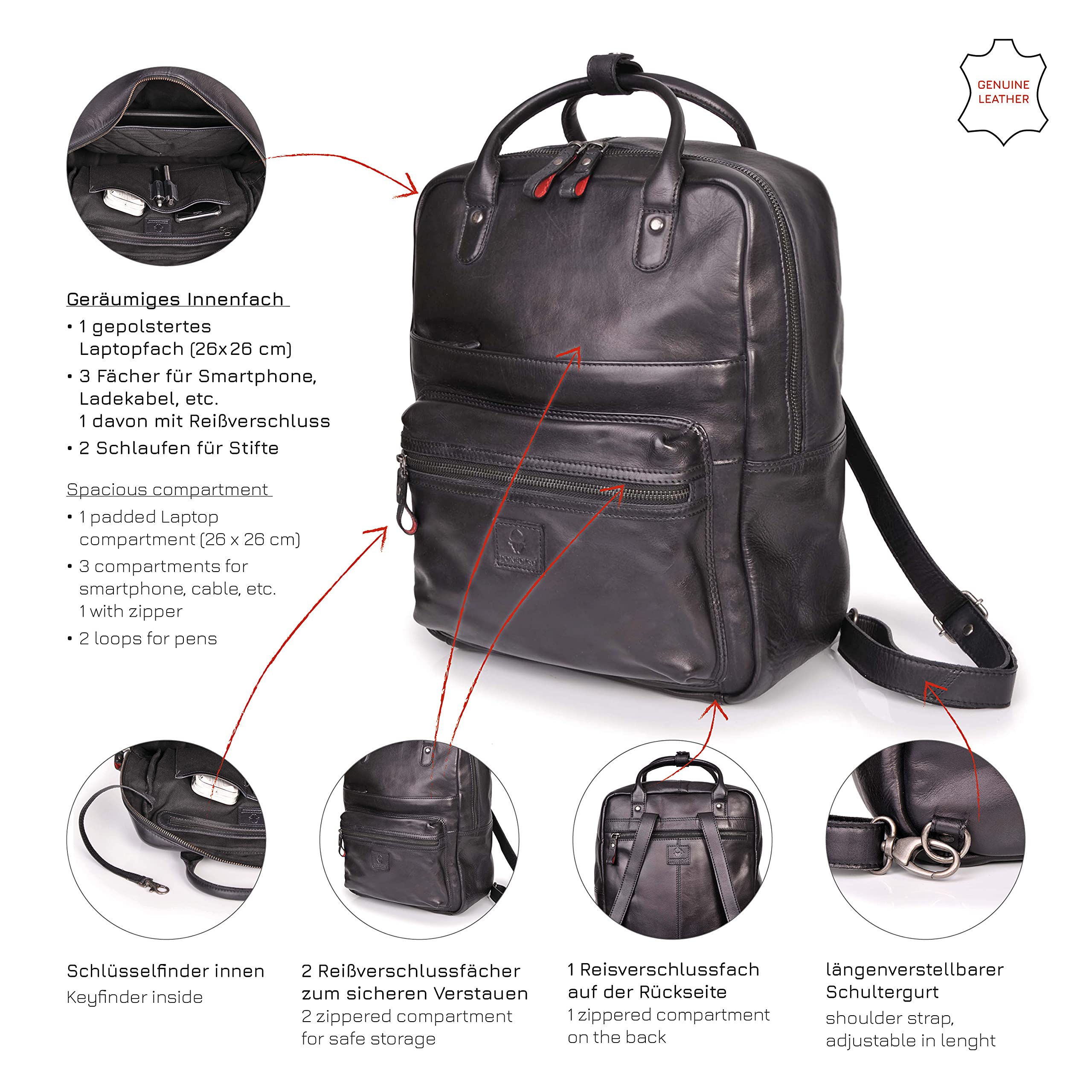 donbolso-monaco-rucksack-nappaleder-daypack-schwarz-damen image 3