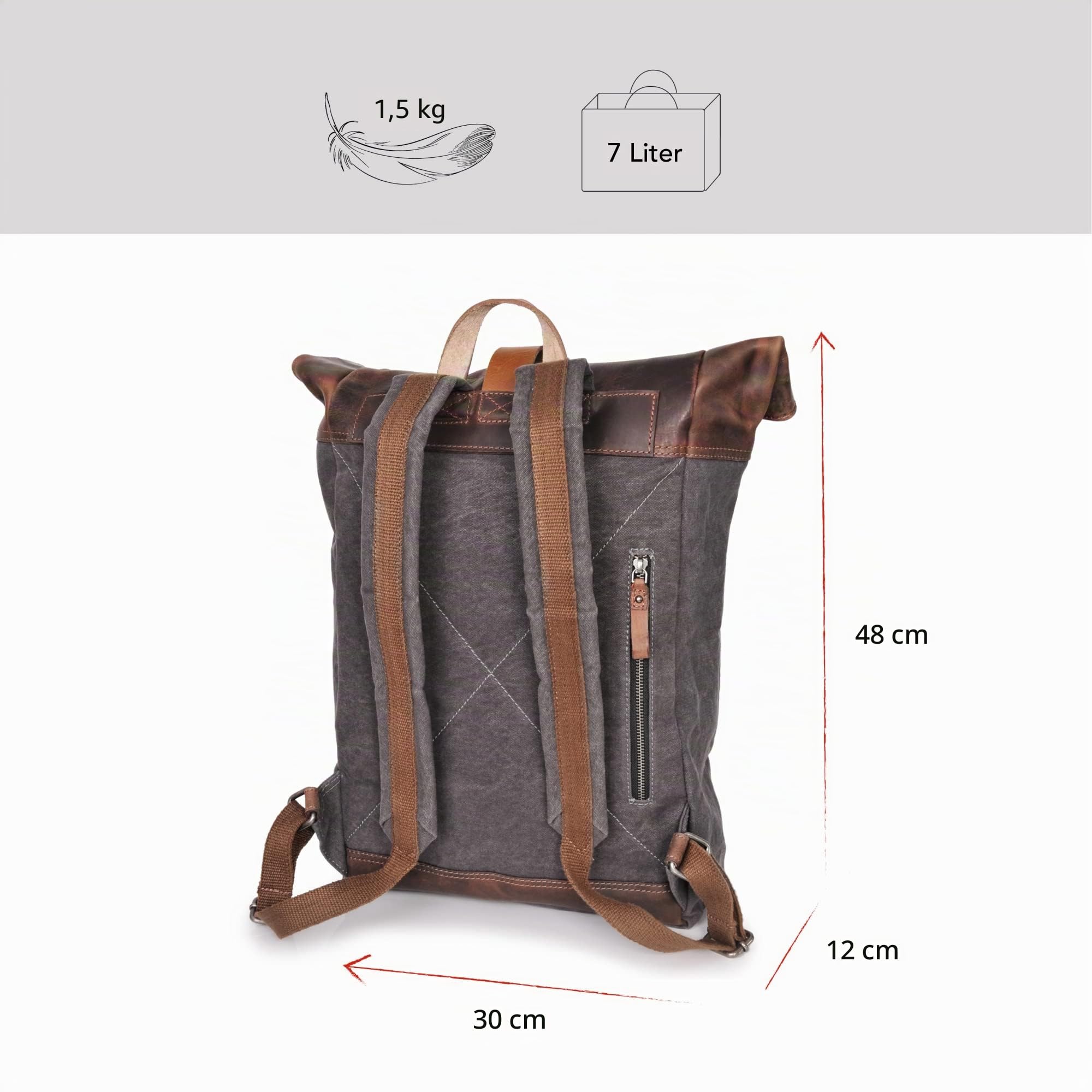 donbolso-houston-rucksack-grau-17-liter-canvas-leder image 6