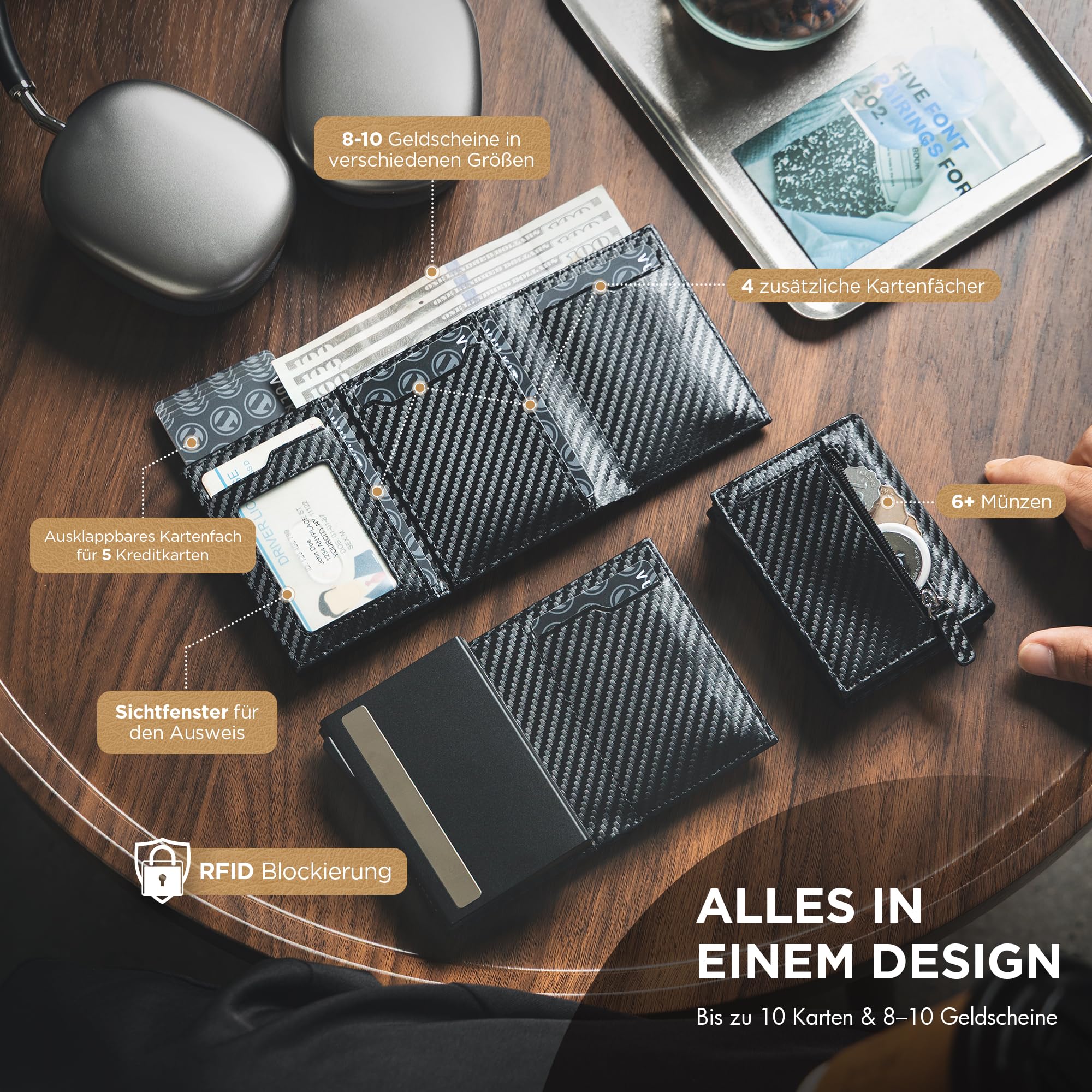 vulkit-leder-pop-up-geldb-rse-carbonfaser-schwarz-rfid-10-karten image 2