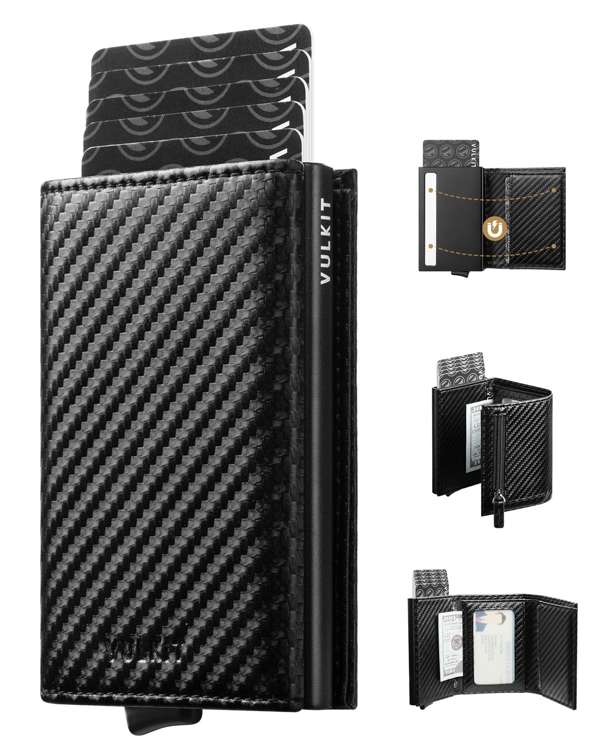vulkit-leather-pop-up-wallet-kartenetui-carbon-schwarz-rfid image 1