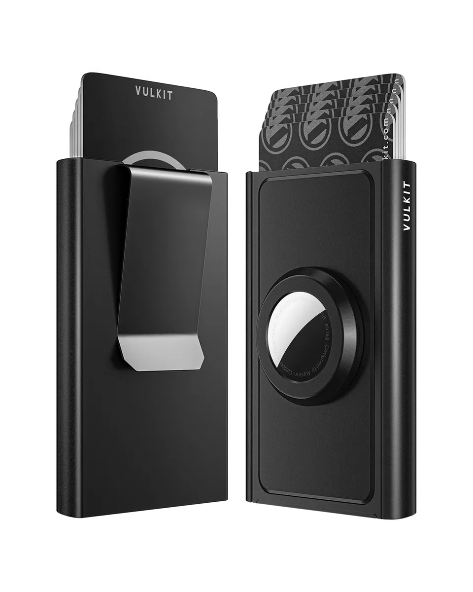 vulkit-airtag-holder-slim-wallet-schwarz-rfid-mit-geldklammer image 1
