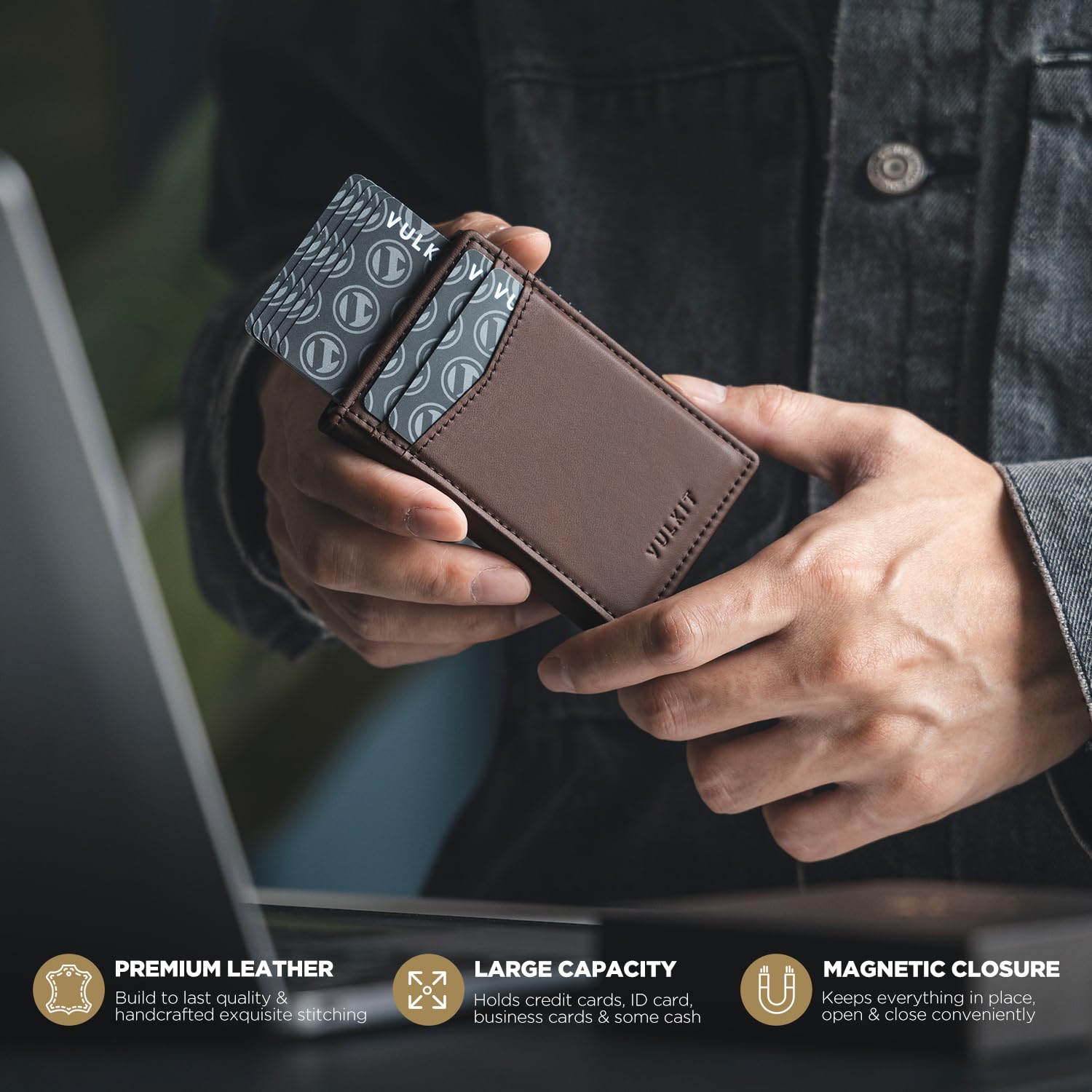 vulkit-visitenkartenetui-espresso-leder-rfid-mit-magnet image 5