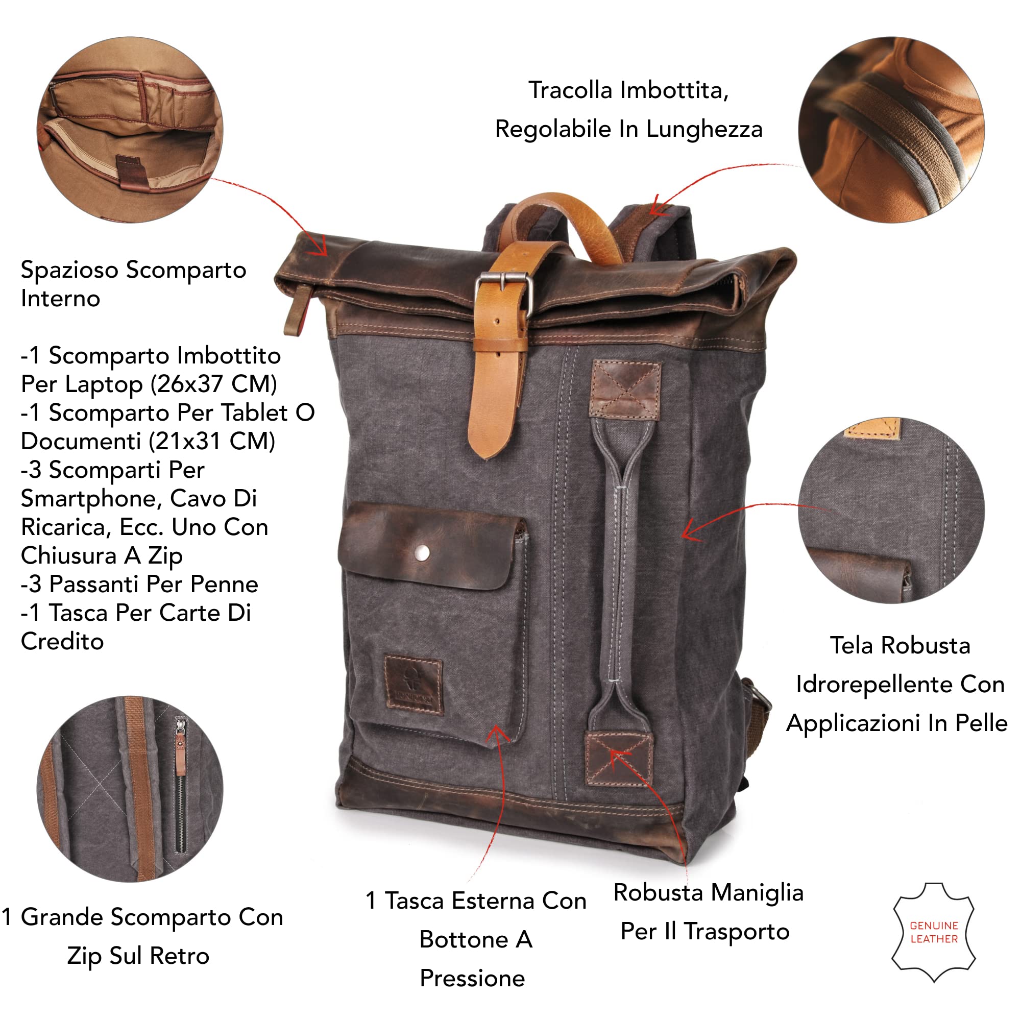 donbolso-houston-rucksack-grau-17-liter-canvas-leder image 5