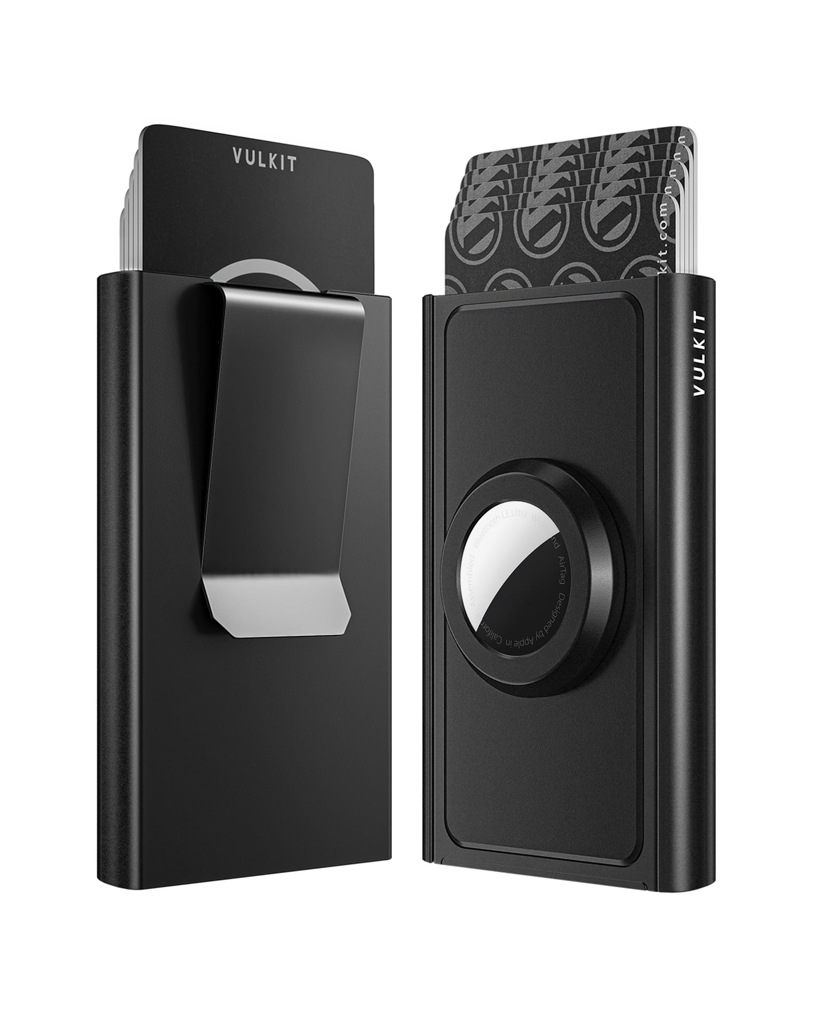 vulkit-airtag-holder-slim-wallet-schwarz-rfid-mit-geldklammer image 1